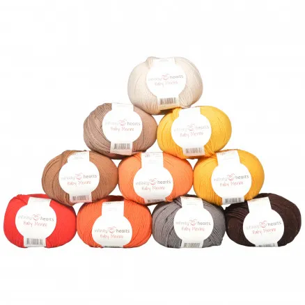 Infinity Hearts Baby Merino Garnpakke 13 Brune og Oransje nyanser - 10 stk - Infinity Hearts Baby Merino Garnpakke 13 Grå og Brune nyanser
